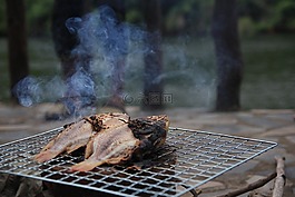 魚,烤架,食品