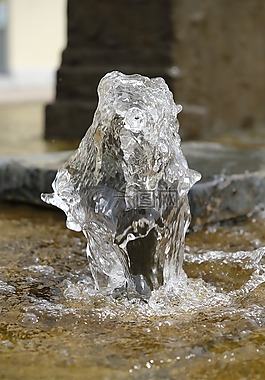 噴泉,水,流