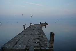 湖,碼頭,冬天