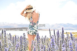 旅行,婦女,鮮花