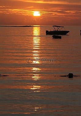 日落,海,海洋