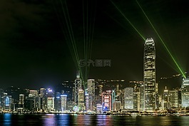 激光,天際線,海港