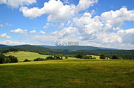 夏天,全景圖,山