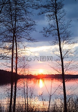 日落,自然,芬蘭