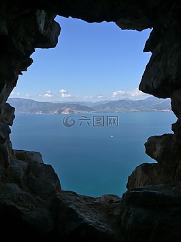 洞穴,海,石