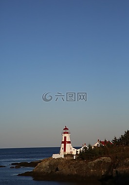 燈塔,加拿大,晚上