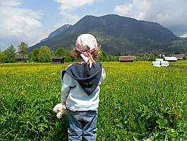 女孩,山,高山