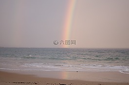 彩虹,海洋,柔和的粉紅色
