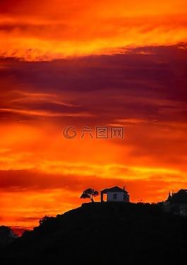 日落,黃昏,天空