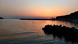 海港,早晨的光芒,海