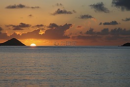 海灘日出,加勒比海,圣托馬斯