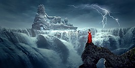 幻想,瀑布,景观