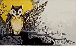 猫头鹰,葡萄酒,老卡