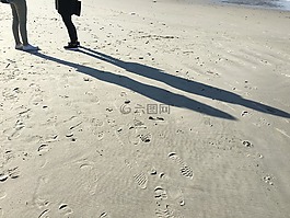 海灘,步行,春