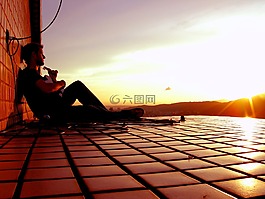 吉他,天臺,山