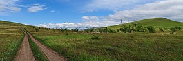 全景圖,路,山