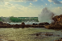 波,崩潰,海岸