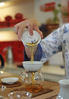 茶,手,茶葉