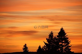 日落,天空,余輝