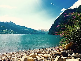 湖 walen,瑞士,綠松石