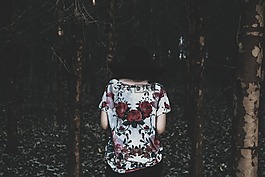 后視圖,女子,圖