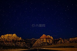 天空,星星,山