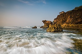 海灘,高峰,水