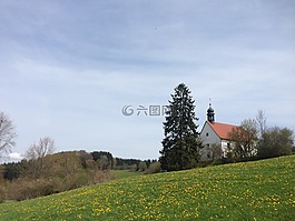 草地,fridingen,小教堂