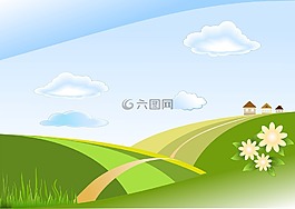 景觀,原野,夏天