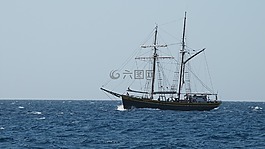 帆船,海