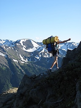 遠足,山,背包