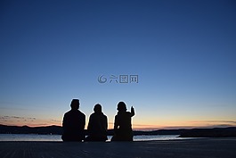 日落,剪影,景觀