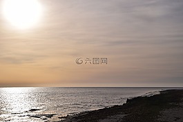日落,海,夕陽大海