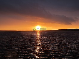 日落,soltse,海