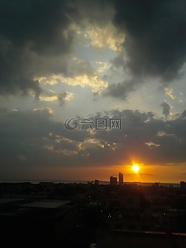 日落,乌云,太阳