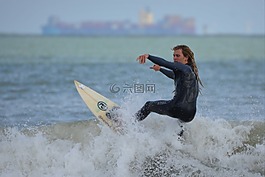 沖浪,波,男子