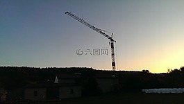 起重機(jī),夜,黃昏