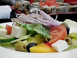希臘沙拉,蔬菜,食品