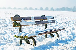 長凳,公園,雪