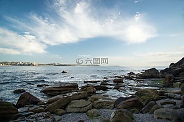 海洋,巖,云