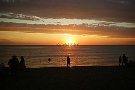 日落,地平線,假日