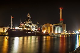 端口,海港,夜