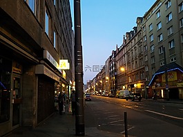 德國,夜景,街