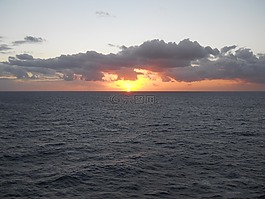地平線,日落,海