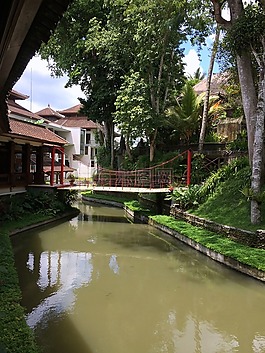 橋,河,巴厘島