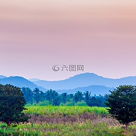 日落,小山,山