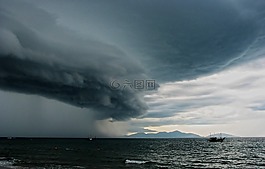 雷暴,海灘,海洋