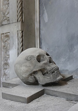 頭骨,雕塑,石