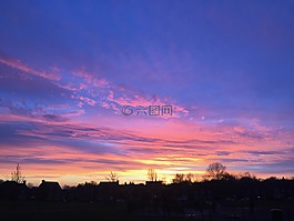 天空,日落,自然