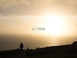 自然,日落,金